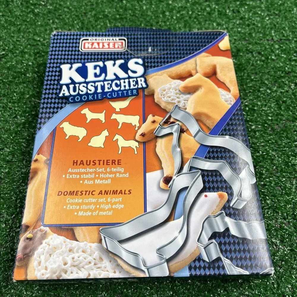 Kaiser Keks Animal Cookie Cutters Domestic Set of 6 Cat Dog Horse Duck Cow Sheep